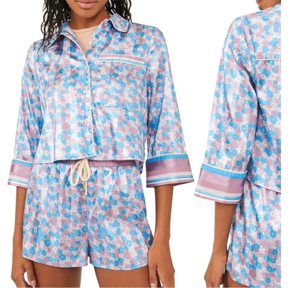 Free People Other - Free People Blue Floral Pajama Set